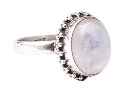 925 Sterling Silver Rainbow Moonstone Designer Handmade Gift Ring Women - £33.45 GBP