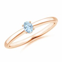 ANGARA Classic Solitaire Oval Aquamarine Promise Ring for Women in 14K Gold - £272.03 GBP