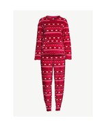 Joyspun Women&#39;s Red Fair Isle Hearts Plush Pajama Set Size 2X 18W-20W NEW - $12.81