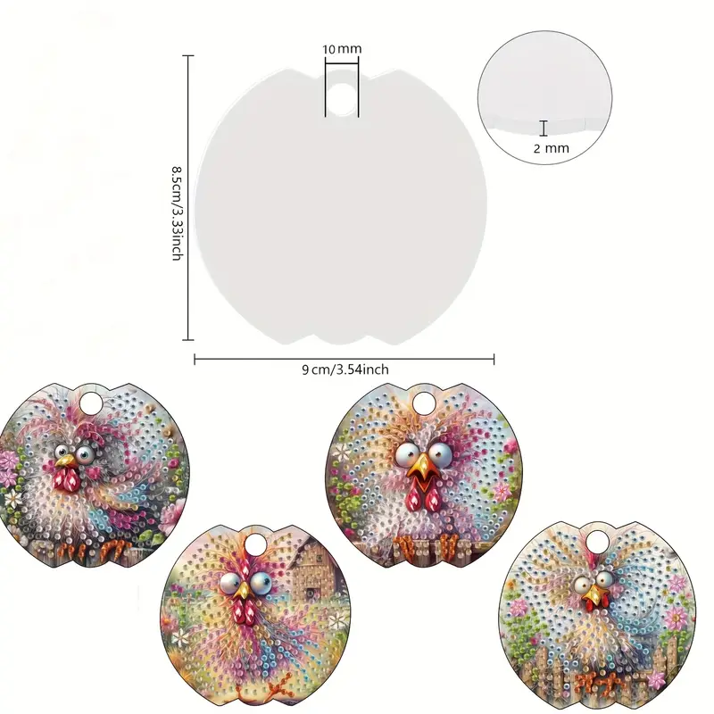 4pcs DIY Diamond Painting Abstract Funny Rooster Pattern Special Crystal... - $189.54 MXN