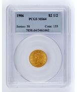 1906 Gold G$2.50 Liberty Head Graded by PCGS as MS64! Gorgeous Quarter E... - €1.541,03 EUR