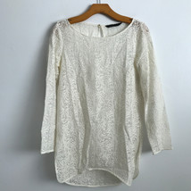 Zara Tunic Blouse White Embroidered Long Sleeve Tunic Hipster Festival S... - $15.69