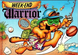 Week-End Warrior Postcard Garfield the Cat Cartoon Comic Football Baseball fish - £4.57 GBP