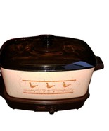 Vntg West Bend 6 Qt Slow Cooker Griddle Base Amber Glass Lid Chicken Tes... - $37.15