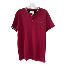 Scott James Men’s Short Sleeve Henley Shirt – Red – Size L (Fits Like U.... - €15,74 EUR