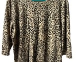 Shenanigans Animal Print Top Womens Size XL Brown Knit Safari Cat Jersey - $11.88