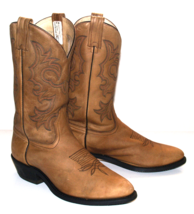 Canada West Men&#39;s Tan Brown Leather Western Cowboy Boots Size 10 3E Style 5539 - £76.49 GBP