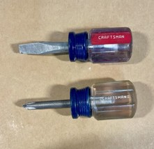 Vtg 2 Craftsman Stubby Screwdrivers 4118 H WF #2 Phillips &amp; 4151 U PR 1/4&quot; Flat - £14.38 GBP