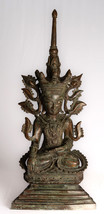 Antique Burmese Style Bronze Shan Seated Buddha Statue - 102cm/41&quot; - $2,877.79