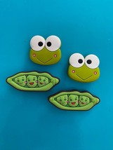 4 Shoe Charms String Beans Frogs Button Pin Garden Accessories Compatible W/Croc - £7.82 GBP