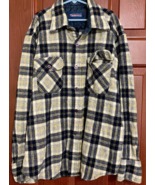 Flannel plaid pattern wool blend distressed button front vintage shirt - €17,16 EUR