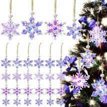 24 Pcs Hanging Acrylic Snowflake Christmas Tree Decoration Iridescent Crystal Sn - £21.59 GBP