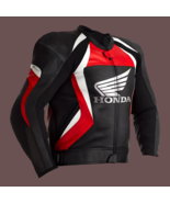 Men Honda Black, Red &amp; White Cowhide Leather Motorcycle Jacket CE-Approv... - $2,794.54 MXN