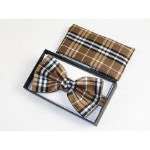 Men Bow Tie Hankie Set Formal Event For Tuxedo or Business Suit #BT23 Brown image 5