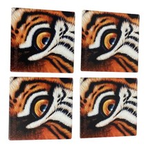 4 Tiger Life Coasters by Bernard 4&quot; x 4&quot; New without Tag  - $29.09