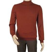 Men's Sweater Knit By BRANGO Turkey Mock Neck Cotton Blend 21050 Brick image 3