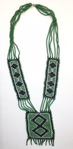 Vintage Southwestern Beaded Necklace Green Black White Statement - £19.98 GBP