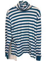 Turtleneck Shirt Marsh Landing Long Sleeve Top Medium White Aqua Stripe New NWT - £11.57 GBP