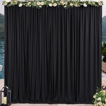 Black Backdrop Curtains for Parties 8ft x 10ft Polyester Photography Backdrop Dr - £38.93 GBP