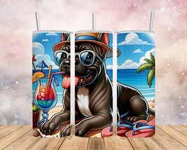 Skinny Tumbler with Straw, 20oz/30oz, Dog on Beach, Cane Corso, awd-1202 - £27.92 GBP+