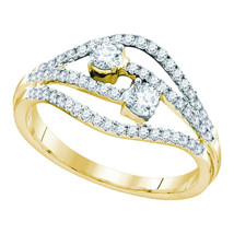 14kt Yellow Gold Round Diamond 2-stone Bridal Wedding Engagement Ring 1/2 Ctw - £683.15 GBP
