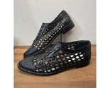Freda Salvador Shoes Womens 8.5 Black Wish Oxford Woven Studded Slip-On ... - $128.69
