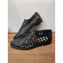 Freda Salvador Shoes Womens 8.5 Black Wish Oxford Woven Studded Slip-On Leather - £102.55 GBP