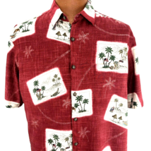 Boca Classics Aloha Hawaiian Large Shirt Flag Sail Boats Palm Trees Patr... - $29.24