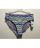 Women&#39;s Time and Tru Wave Print Swim Bottoms Size Medium 8-10 Multicolor... - £6.20 GBP