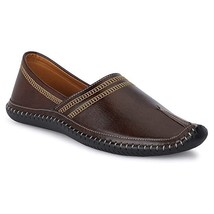 Mens Jutti Mojari Faux Leather Nagra Jalsa Flat Shoe US size 8-12 Dark Brown Mac - £25.24 GBP