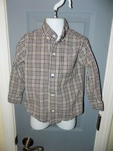 Janie and Jack Long Sleeve Plaid Brown Button Down Shirt Size 3 Boy's EUC - $16.79