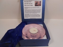 Wade Stephen Baker Twin Salmon Crystal Glass Meditation Tealight Candle ... - £30.73 GBP