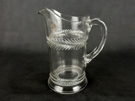 EAPG Glass Water Pitcher, Perpetual Bands of Leaves, Beaded Rim, Wide Po... - $58.75