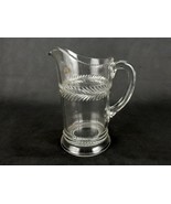 EAPG Glass Water Pitcher, Perpetual Bands of Leaves, Beaded Rim, Wide Po... - $80.35 CAD