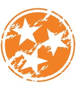Tennessee Distressed Tri Star Orange Sticker Decal (Select your Size) - £2.21 GBP+