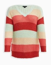 TORRID ~ Striped ~ Loose Knit ~ V- Neck Sweater ~ Women&#39;s Size 4XL (26) - £37.46 GBP