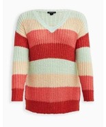 TORRID ~ Striped ~ Loose Knit ~ V- Neck Sweater ~ Women&#39;s Size 4XL (26) - £36.77 GBP