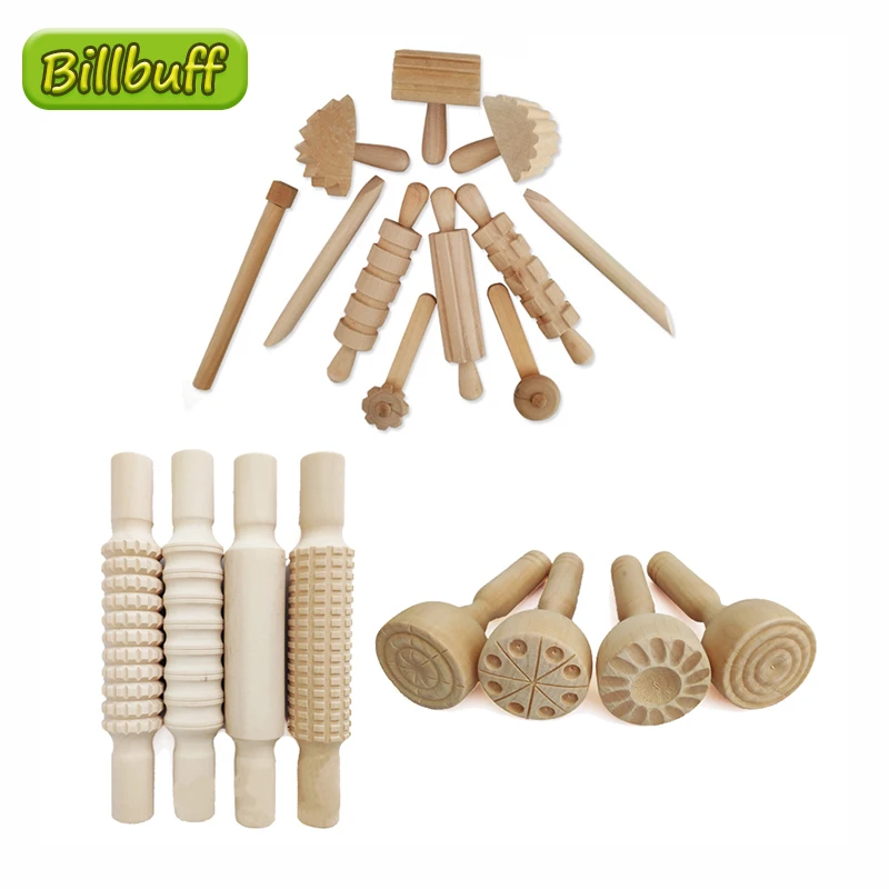 Kids DIY Slime Plastic Mold Soft Clay High Grade Wooden Tools Plasticine - £17.19 GBP+