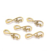 Word Charms Infinity Pendants Connectors Gold Links HOPE Inspirational 5pcs - £4.63 GBP