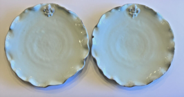 Set of 2 Abigails Italy Glazed Pottery Fleur De Lis Dinner Plates 10” Pale Green - £26.19 GBP