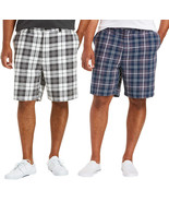 Men&#39;s Classic Fit Flat Front Cotton Plaid Stripe Pattern Lightweight Shorts - $36.35 CAD