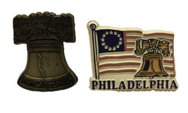 Philadelphia Pennsylvania Liberty Bell 2 Rubber Magnets Fridge Souvenir Vtg - £5.46 GBP