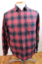 Woolrich M Gray Black Red Flannel Check Plaid Long Sleeve Button-Up Shirt - £18.63 GBP