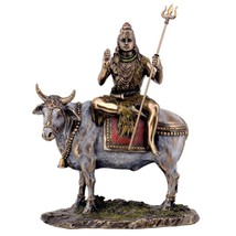 SHIVA ON NANDI THE BULL STATUE 9&quot; Hindu God Bronze Resin HIGH QUALITY De... - £66.80 GBP
