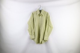 Vtg 70s Streetwear Mens 15 33 Striped Collared Long Sleeve Button Shirt Green - £54.34 GBP