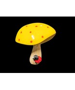 Vintage 1960s Yellow Enamel Mushroom Lady Bug Pin Brooch - $30.58