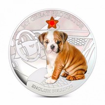 1 Oz Silver Coin 2013 $2 Fiji Dogs &amp; Cats - Protector w/ stone English Bulldog - £74.92 GBP