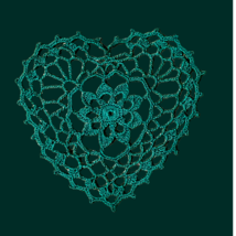 Handcrafted Valentine Heart Doily (teal) - $10.00