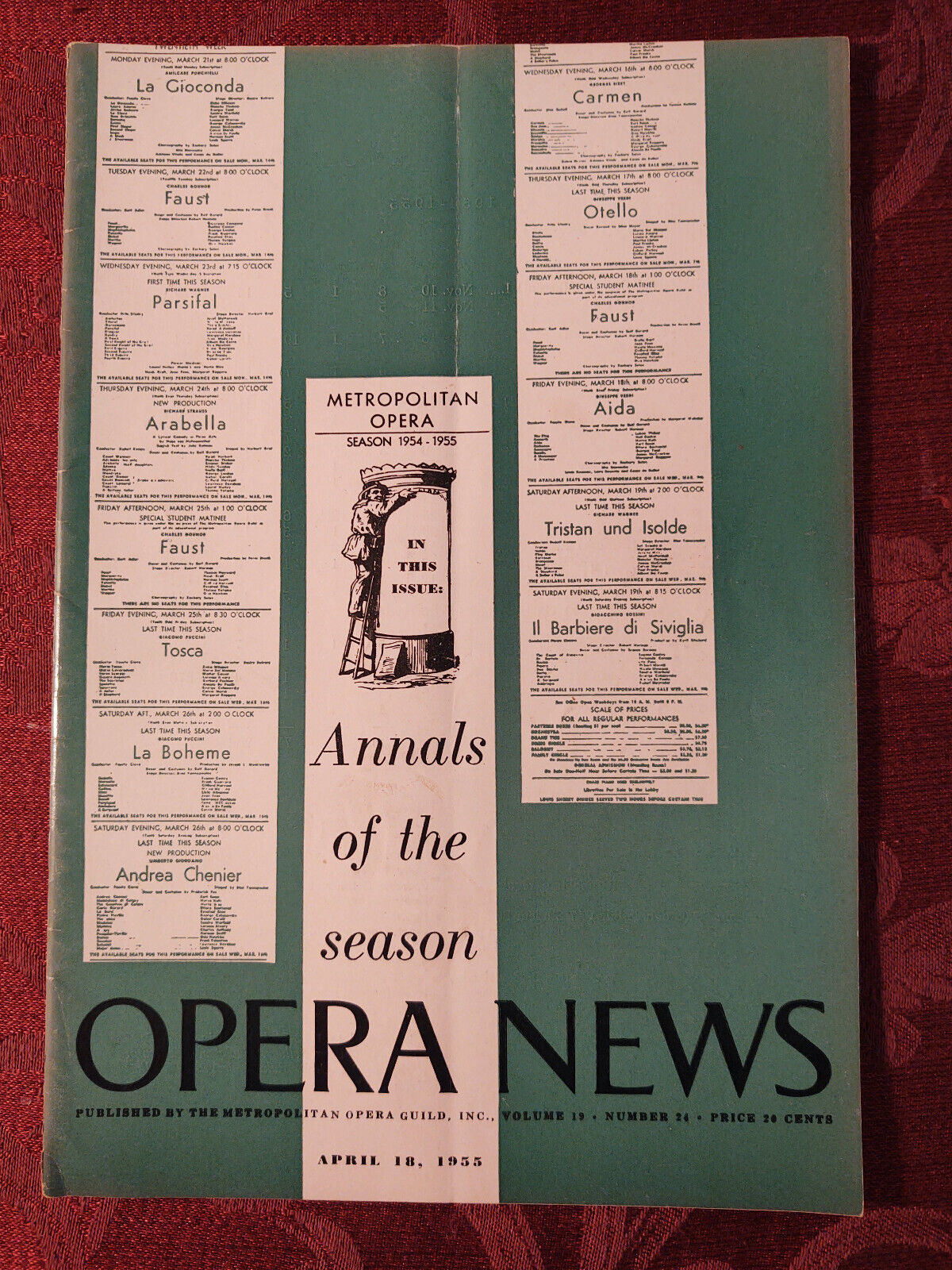 OPERA NEWS Magazine April 18 1955 Opera in Southern Italy Opera Films - $14.40