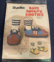 Vintage Bucilla Baby Jogger Booties Kit 7929 Knit Crochet Sneakers 642 Greens - £12.85 GBP